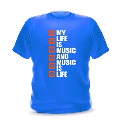 T-shirt bleu roi pour homme my life is music