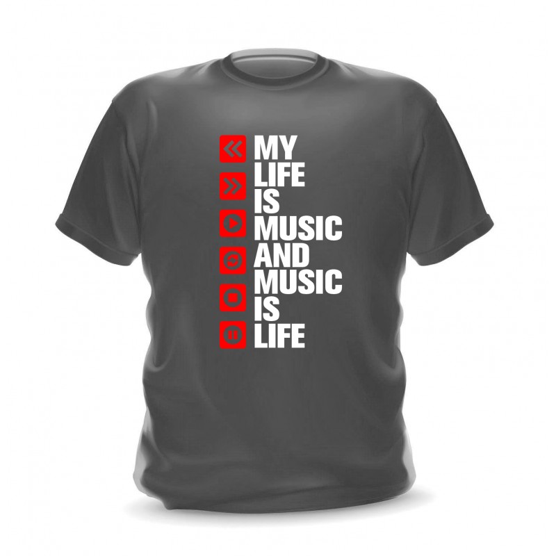 t-shirt gris pour homme my life is music