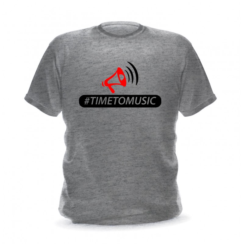 T-shirt pour homme gris chiné avec logo Time to music