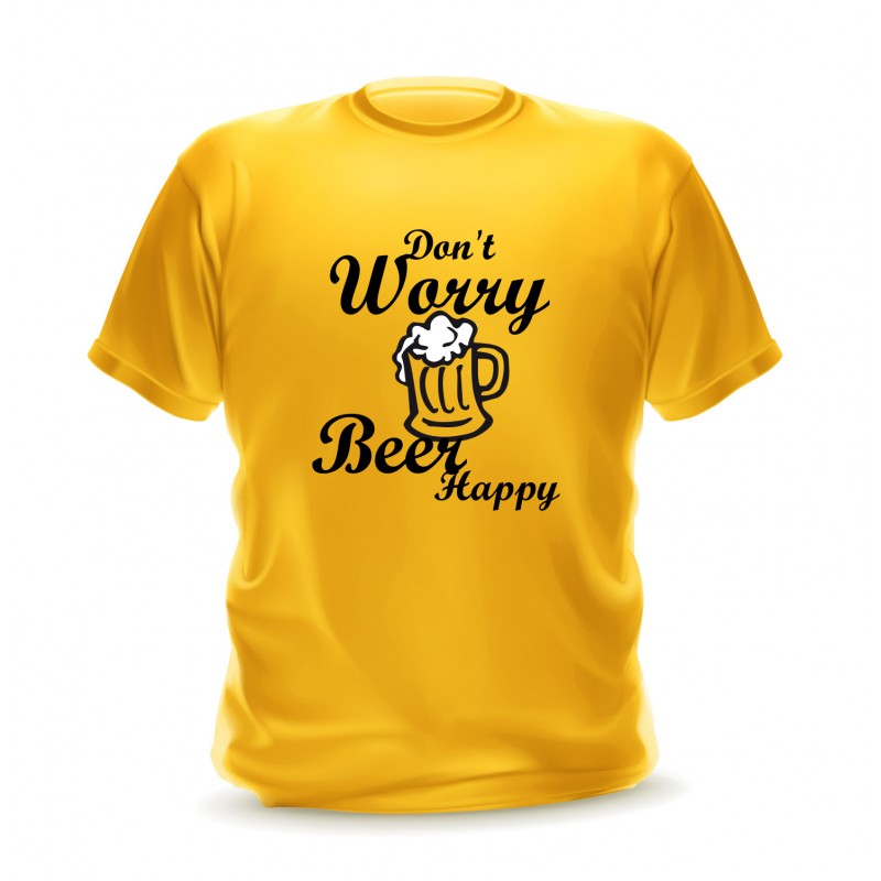 T-shirt gold homme avec phrase don't worry beer happy