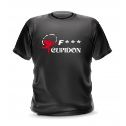T-shirt noir Homme imprimé F*** Cupidon